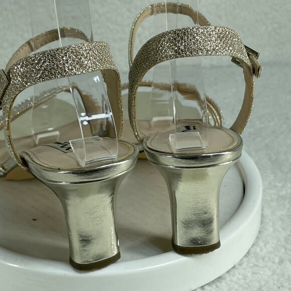 Nina Sandals Womens Sz 9 Gerri Slingback Silver Rhinestones 2.5 Inch Heels - Picture 4 of 10